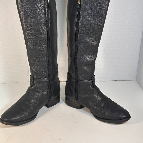 Women's Tory Burch Black Leather Tall Boots - Picture 14 of 16